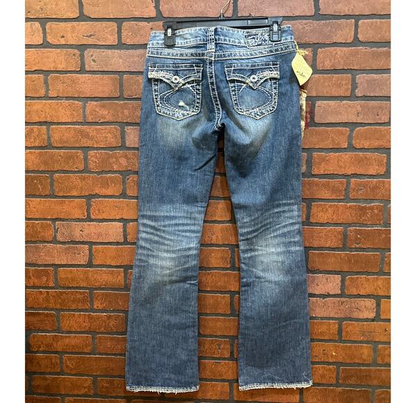 Women's Silver Pioneer Boot Cut 90's Jeans Size 26 NWT Thick Stitch Flap Pocket - Picture 2 of 14